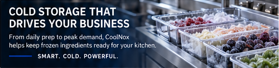 Cold storage that drives your business. From daily prep to peak demand, CoolNox helps keep frozen ingredients ready for your kitchen. Smart. Cold. Powerful.