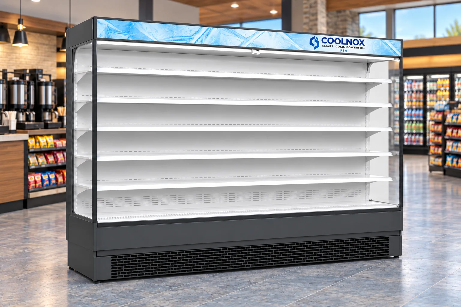 8-Foot Open-Shelf Refrigerator — 8 ft · Built-in configuration illustration