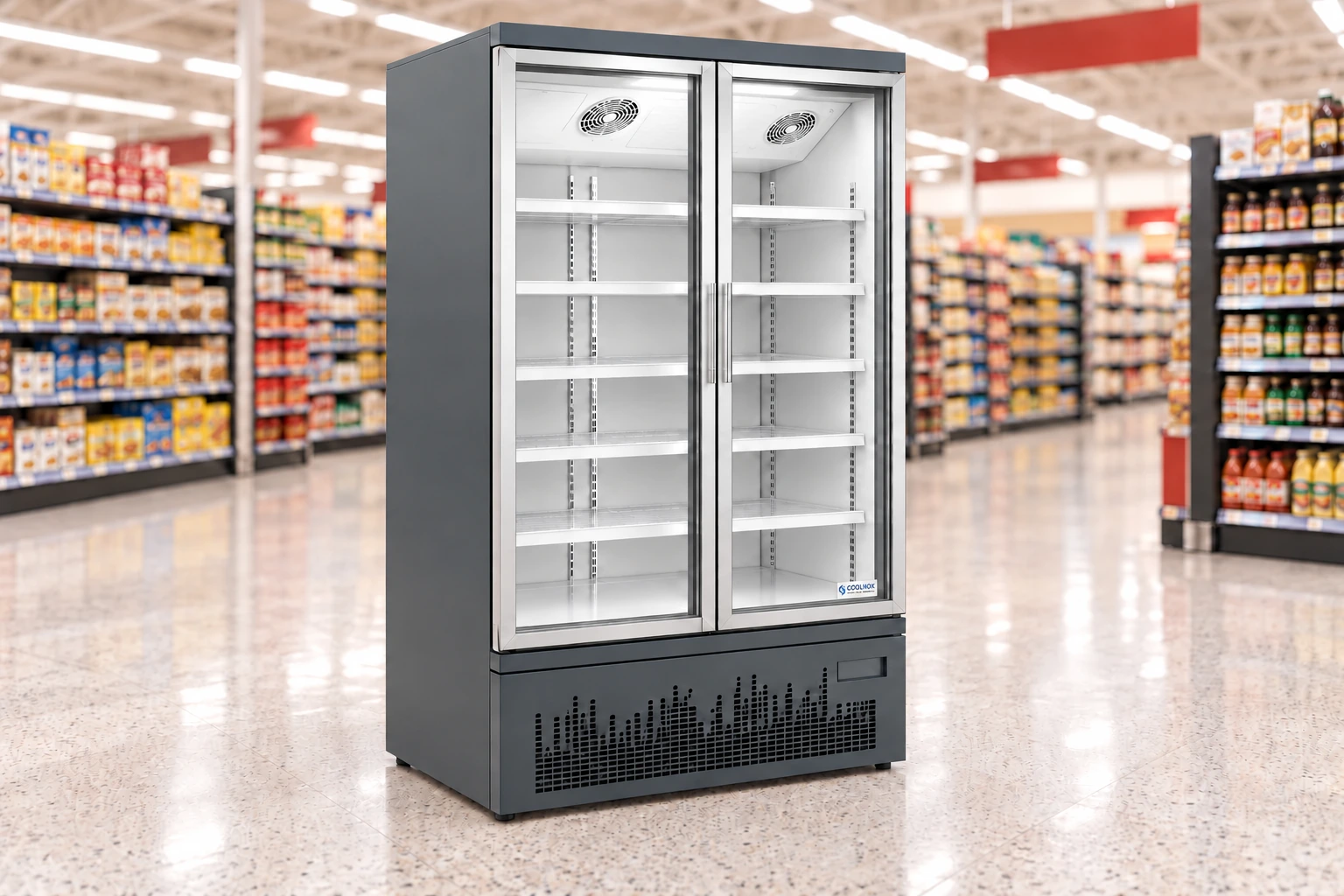 4-Foot Glass Door Cooler — 2 door · Built-in configuration illustration