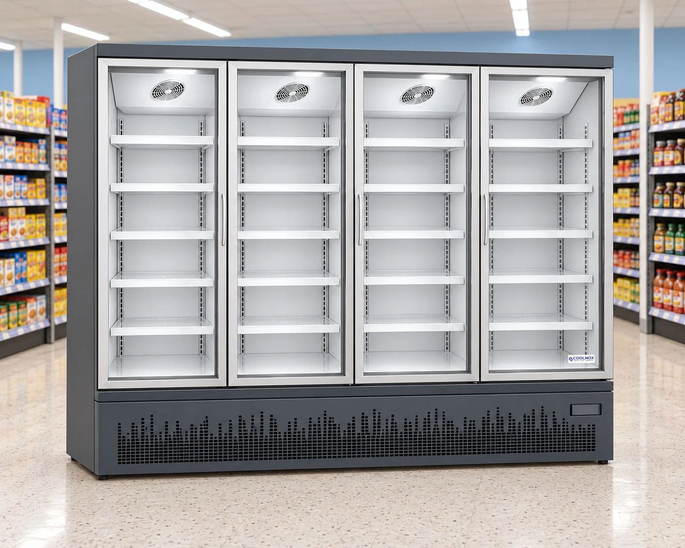 8-Foot Glass Door Cooler — 4 door · Built-in configuration illustration