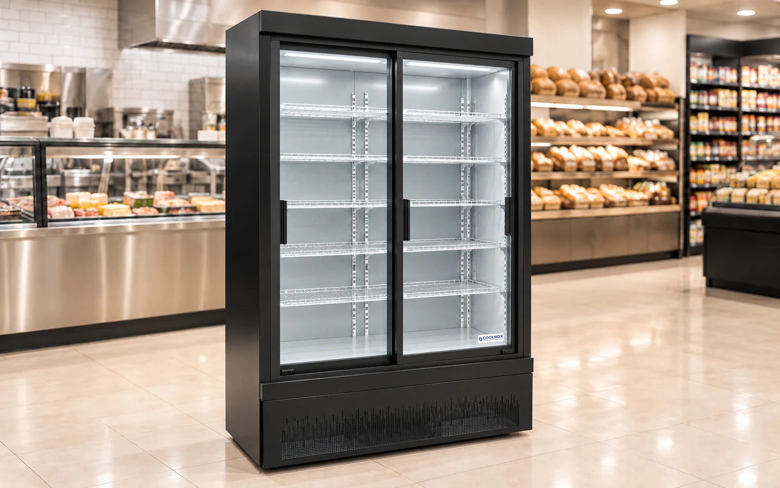 4-Foot Sliding Glass Door Cooler — 2 door · Built-in configuration illustration