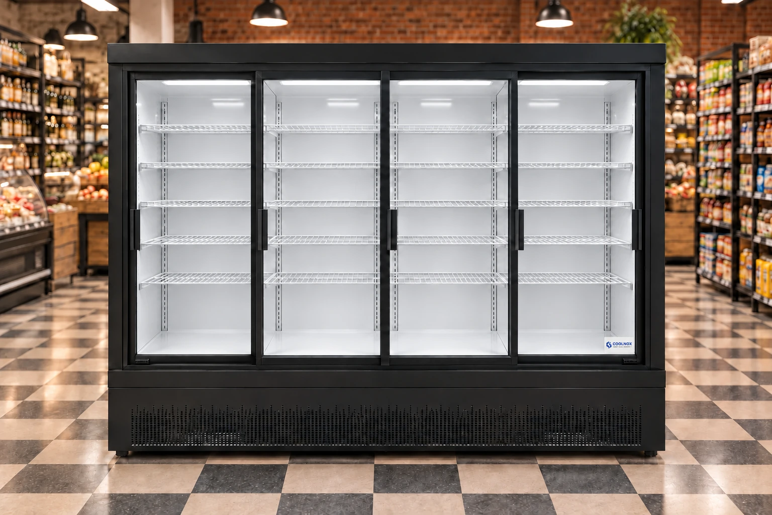 8-Foot Sliding Glass Door Cooler — 4 door · Built-in configuration illustration