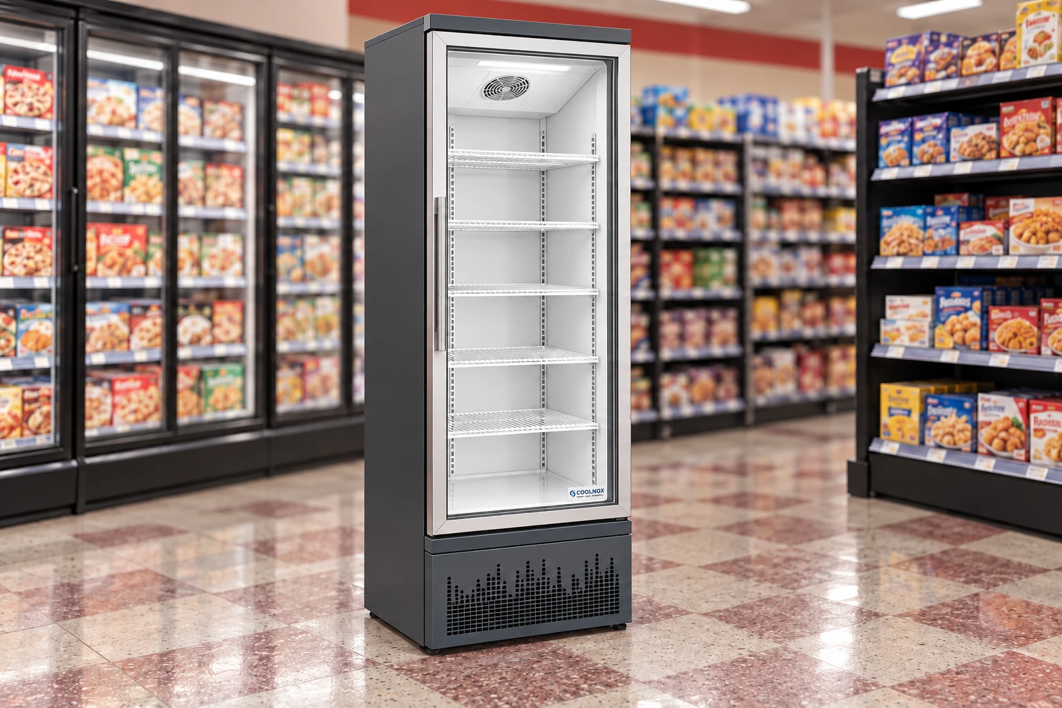 2-Foot Glass Door Freezer — 1 door · Built-in configuration illustration