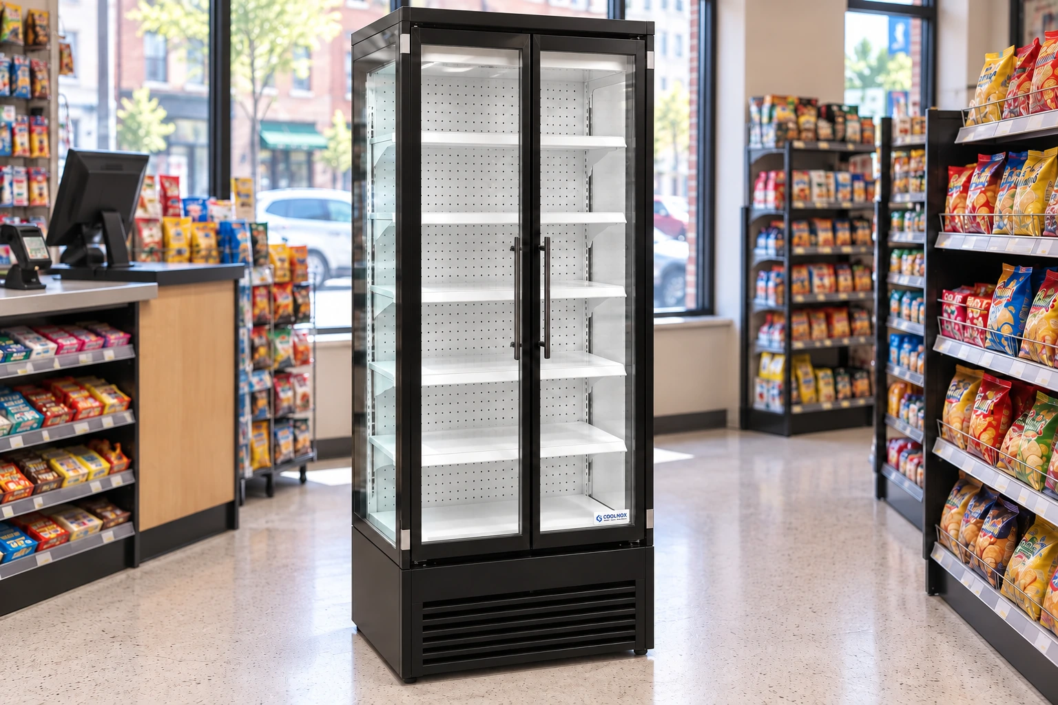 3-Foot Convenience Store Style Glass Door Multideck Refrigerator — 2 door · Built-in configuration illustration