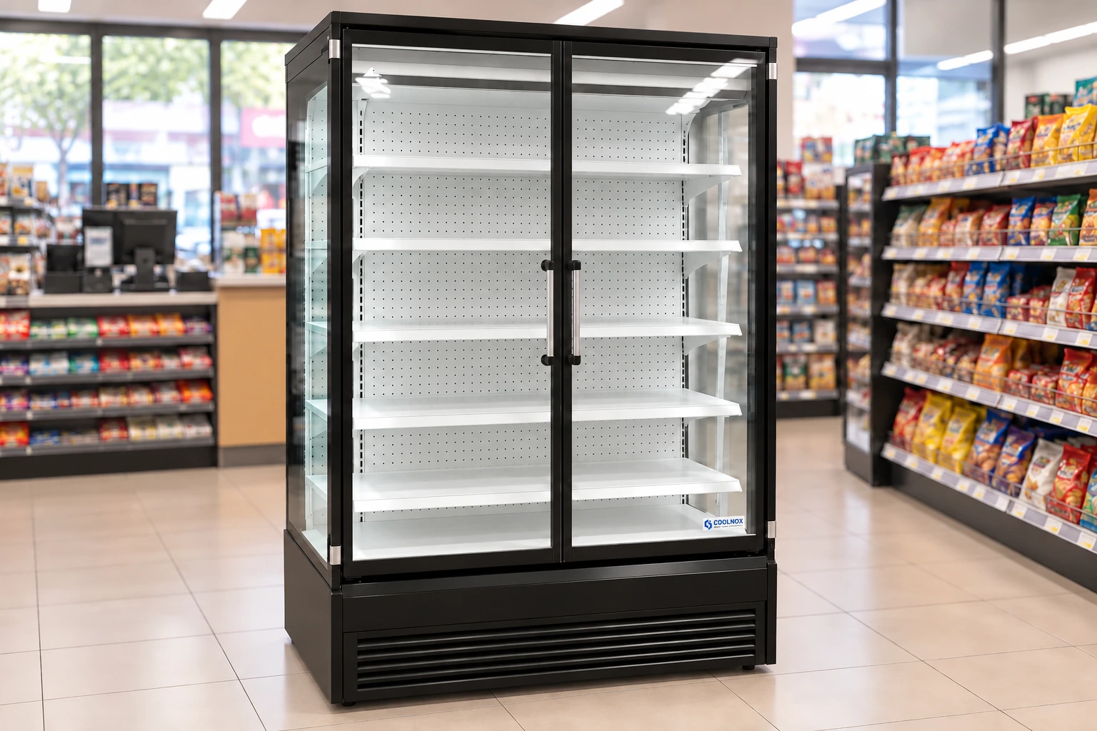 4-Foot Convenience Store Style Glass Door Multideck Refrigerator — 2 door · Built-in configuration illustration