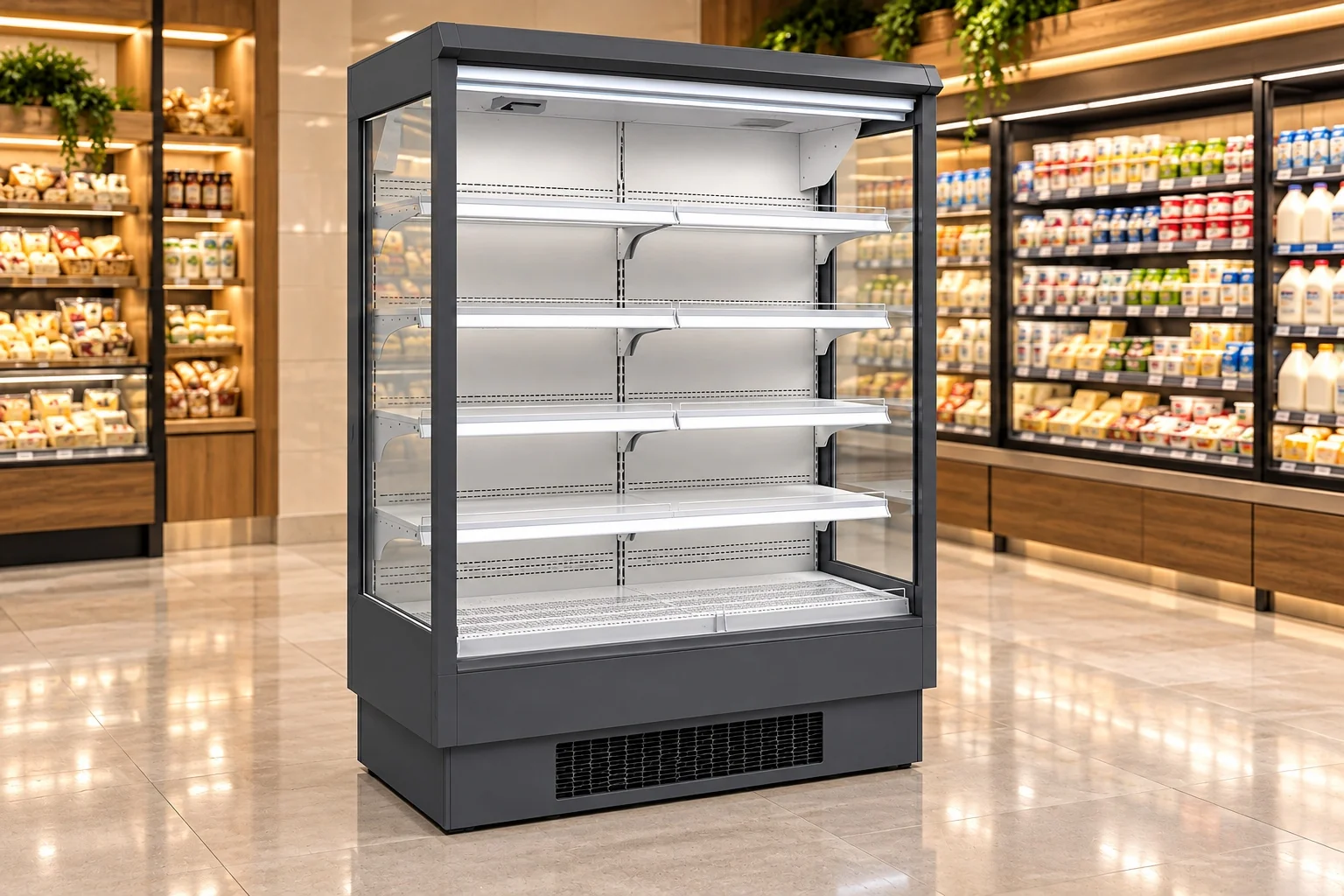 4-Foot Open Shelf Refrigerator — 4 ft · Built-in configuration illustration