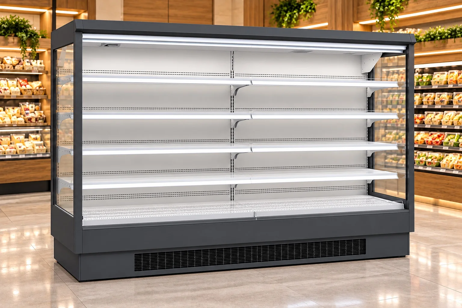 10-Foot Open Shelf Refrigerator — 10 ft · Built-in configuration illustration