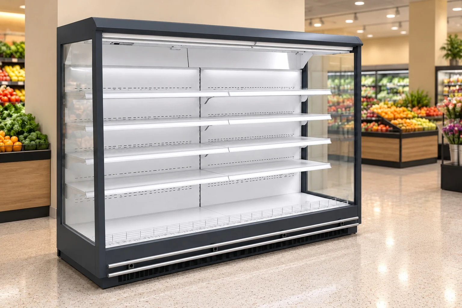 6-Foot Open Shelf Refrigerator — 6 ft · Remote configuration illustration