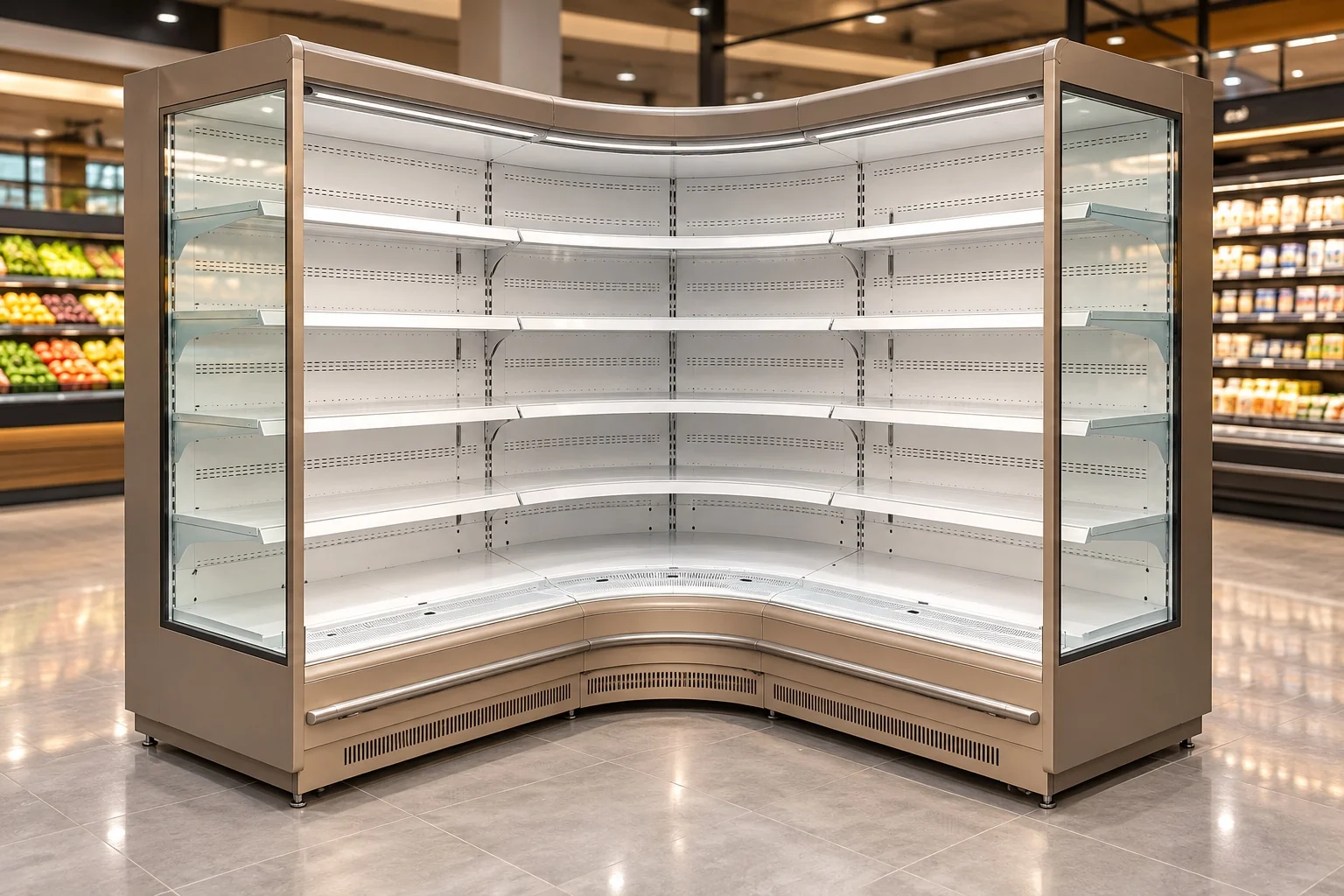 7-Foot Open Shelf Refrigerator — Round corner · Remote configuration illustration