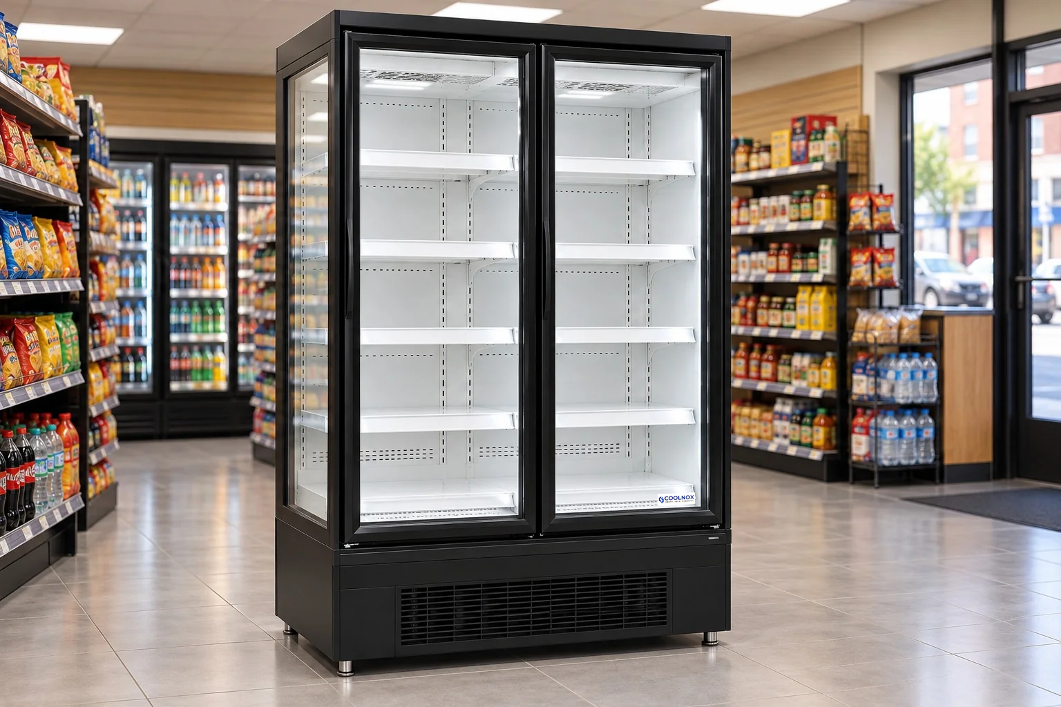 4-Foot Glass Door Multideck Refrigerator — 2 door · Built-in configuration illustration