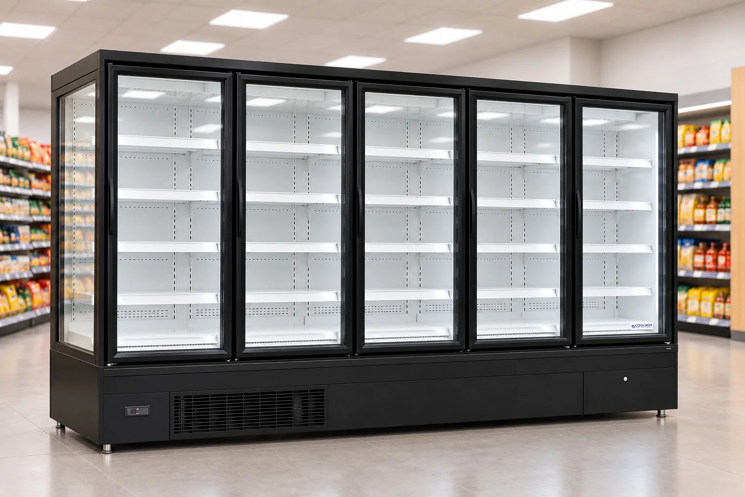 10-Foot Glass Door Multideck Refrigerator — 5 door · Built-in configuration illustration