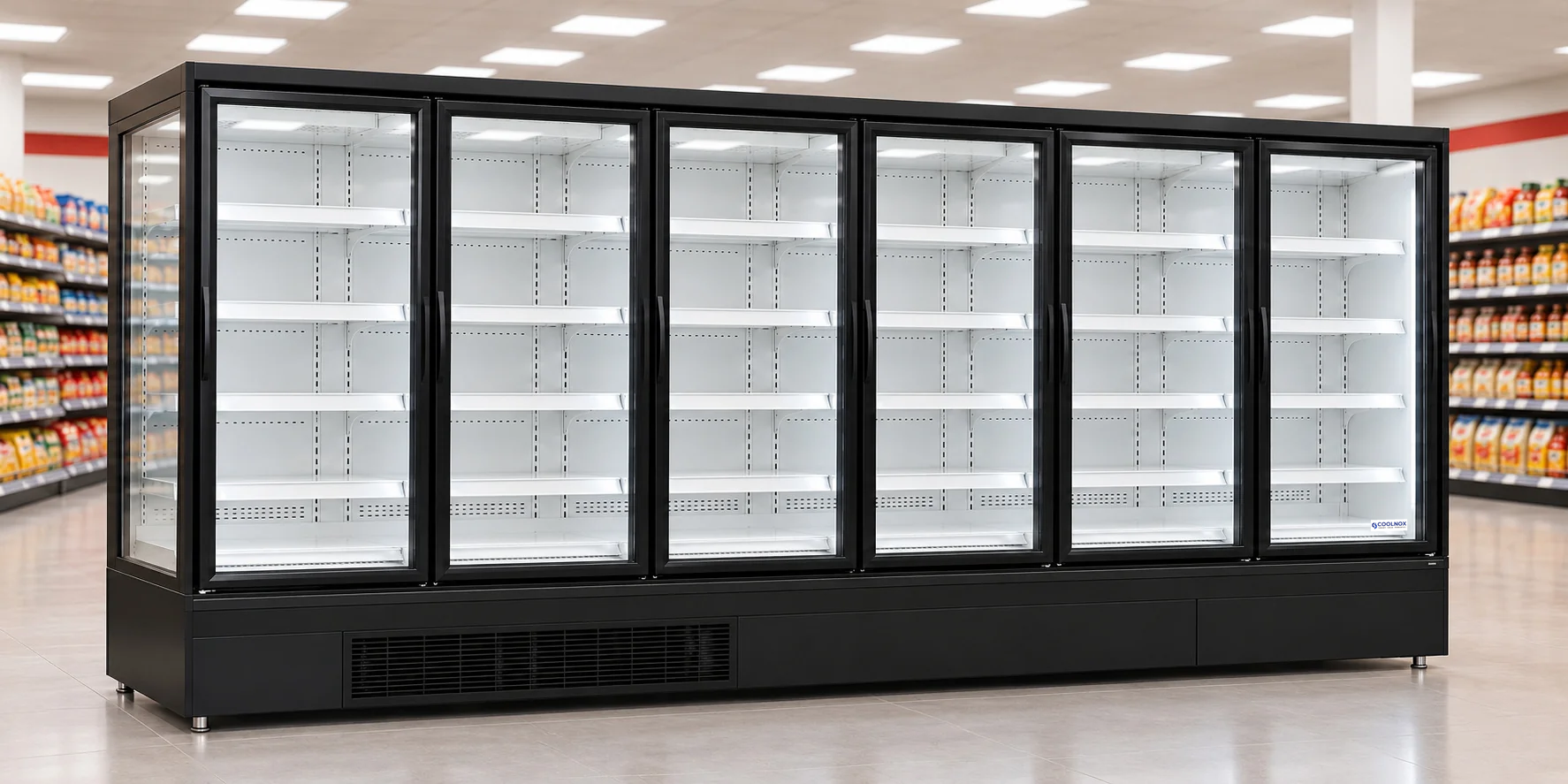 13-Foot Glass Door Multideck Refrigerator — 6 door · Built-in configuration illustration