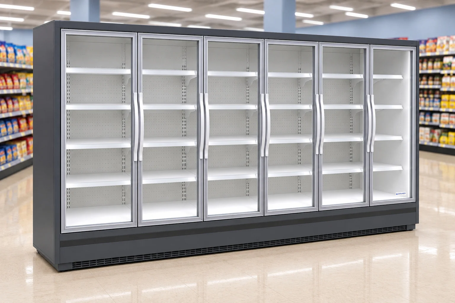 13-Foot Glass Door Multideck Refrigerator — 6 door · Remote configuration illustration
