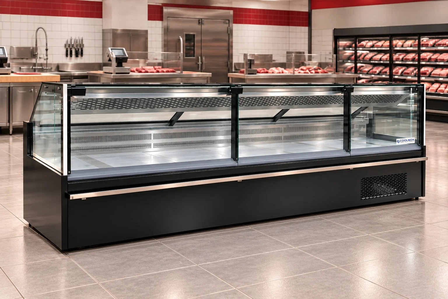 8-Foot Gravity Service Meat Display Cooler — 8 ft · Remote configuration illustration