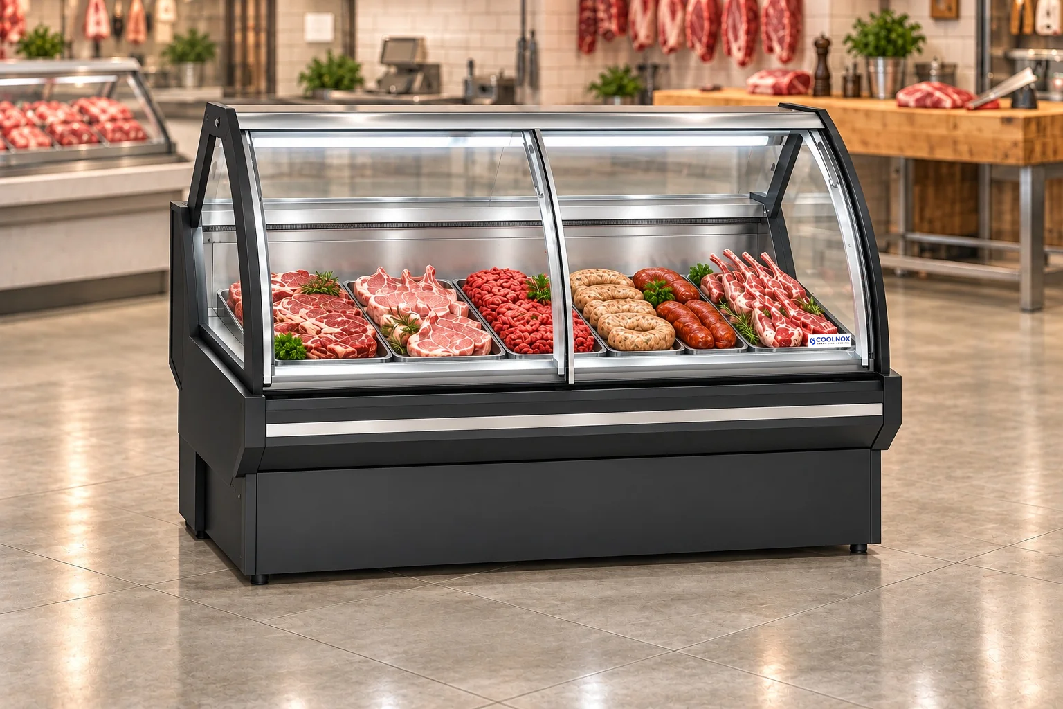 6-Foot Front Sliding Door Meat Display Cooler — 6 ft · Remote configuration illustration