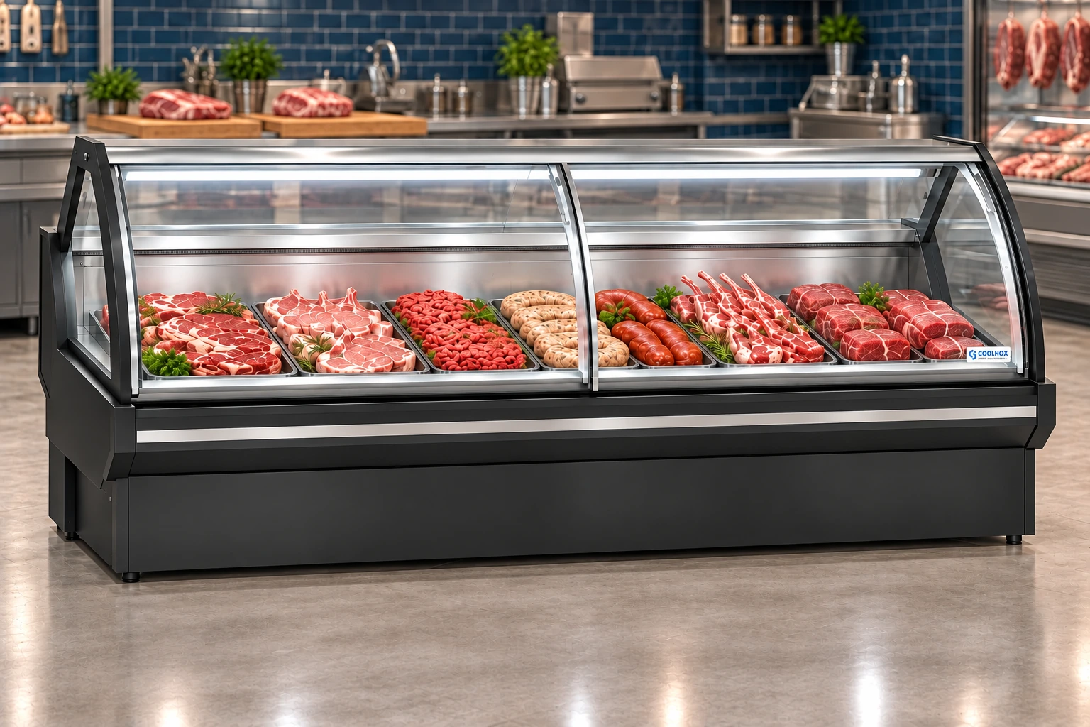 8-Foot Front Sliding Door Meat Display Cooler — 8 ft · Remote configuration illustration