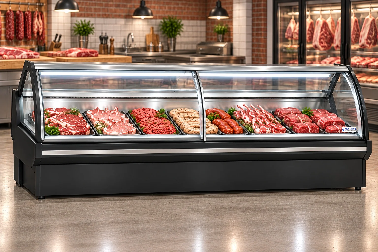 10-Foot Front Sliding Door Meat Display Cooler — 10 ft · Remote configuration illustration