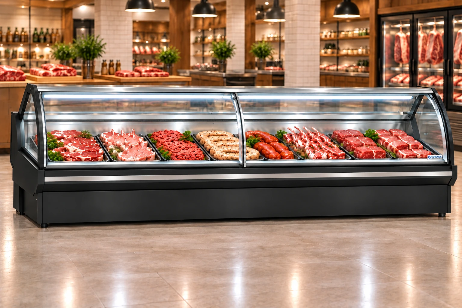 12-Foot Front Sliding Door Meat Display Cooler — 12 ft · Remote configuration illustration