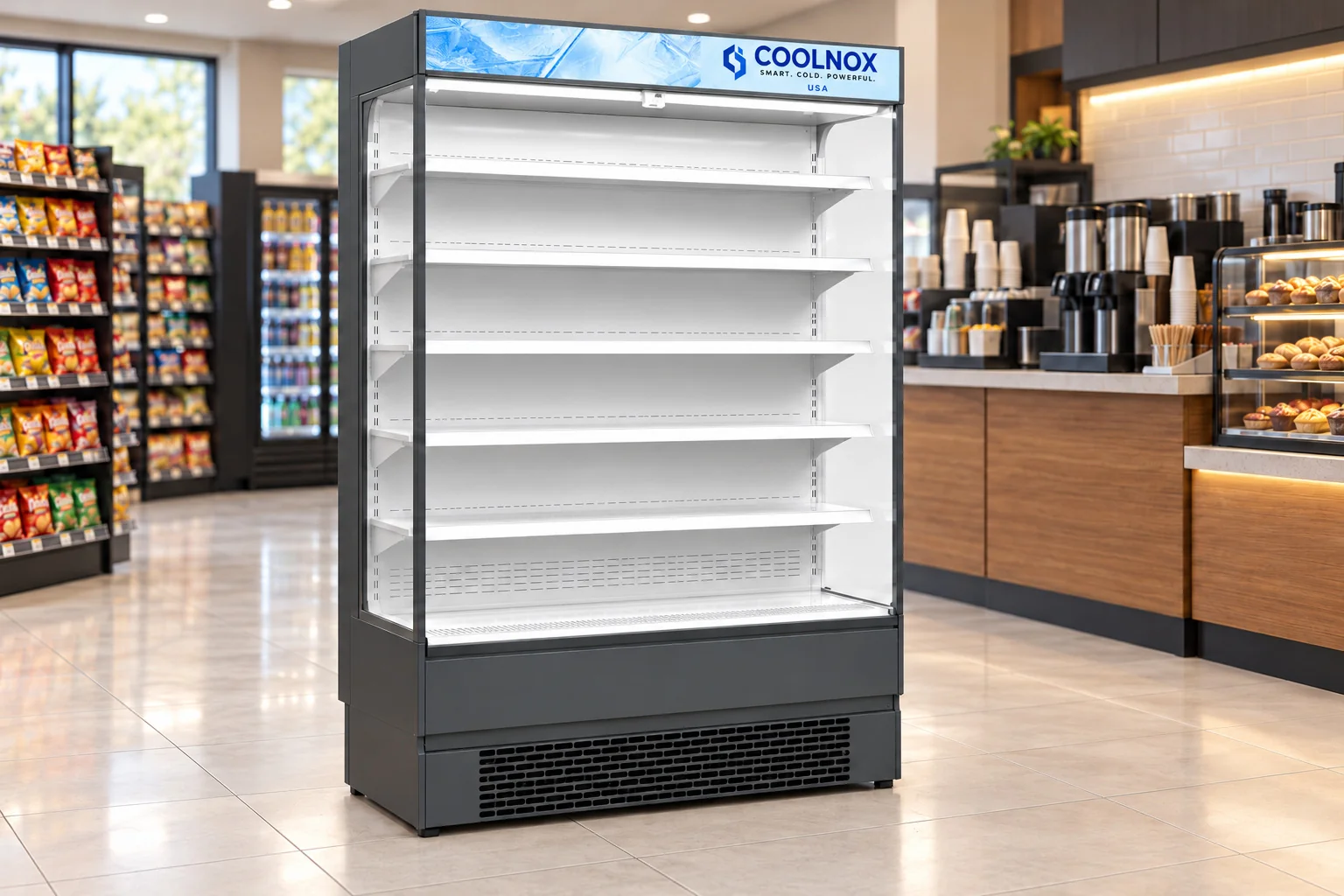 4-Foot Open-Shelf Refrigerator — 4 ft · Built-in configuration illustration
