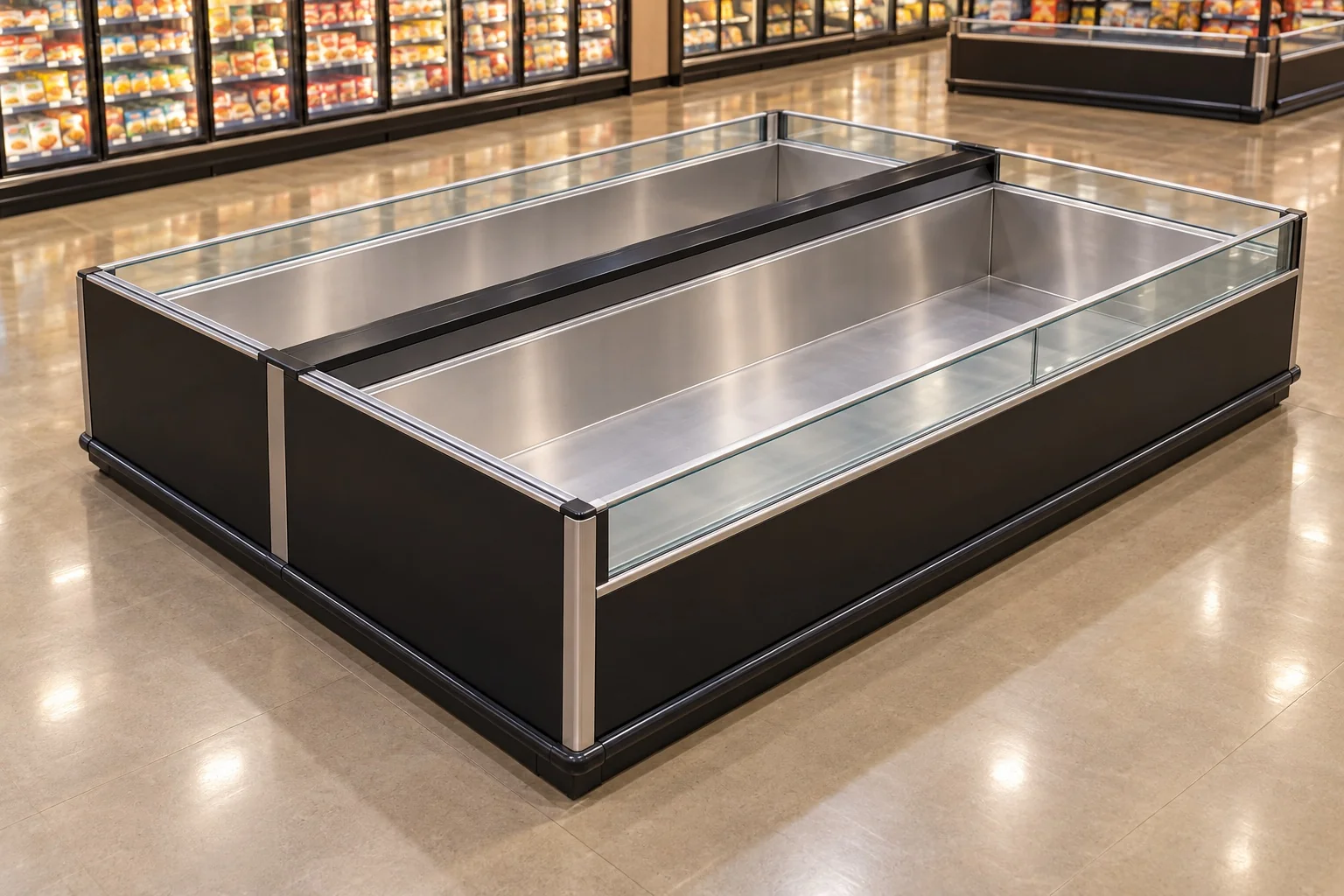 8-Foot Island Bunker Freezer — Model GHL-25SF · Middle 8 ft configuration illustration