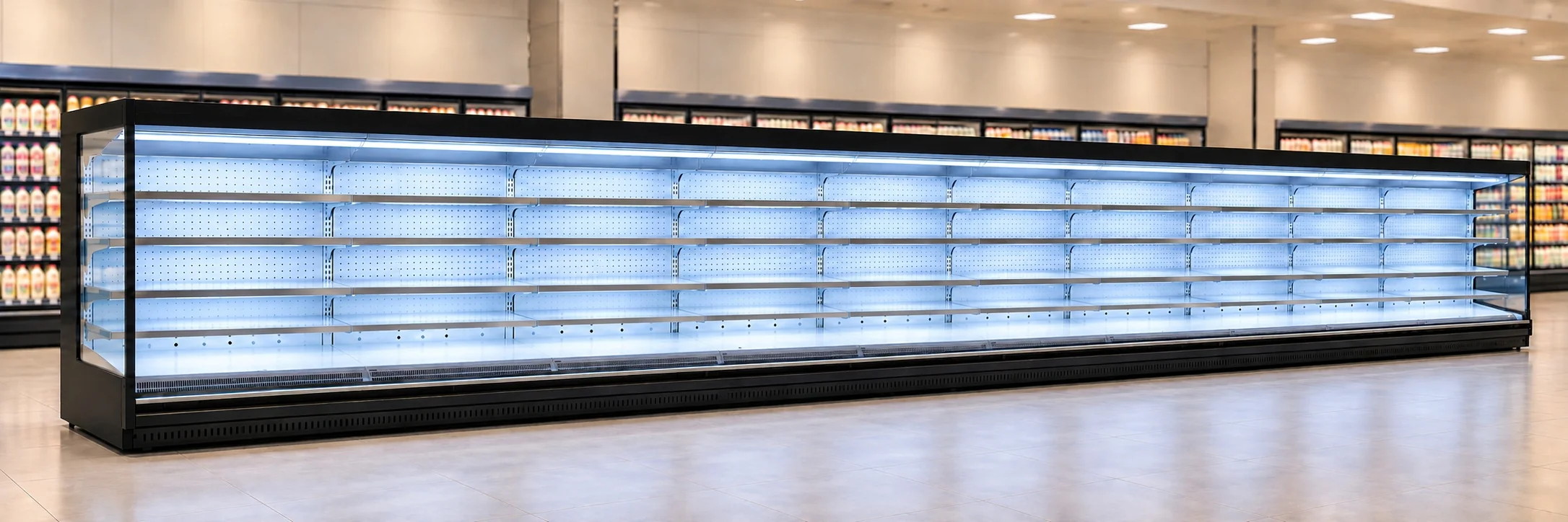 30-Foot Open Shelf Refrigerator for Dairy/Beer — 30 ft · Remote configuration illustration