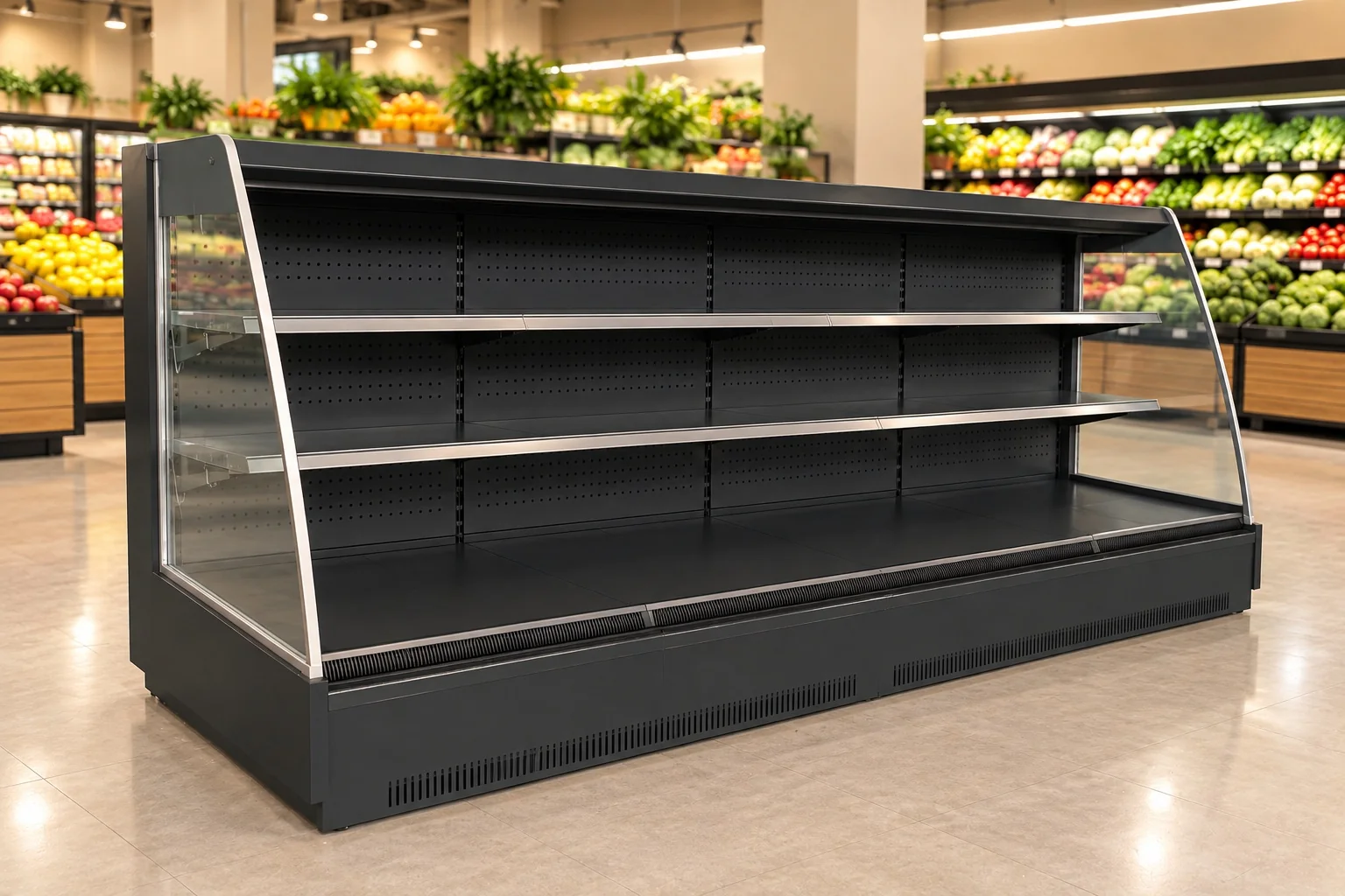 12-Foot Low Open Dairy Refrigerator for Produce — 12 ft · Remote configuration illustration