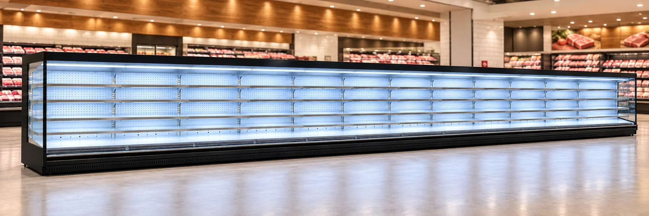 36-Foot Open Shelf Refrigerator for Meat — 36 ft · Remote configuration illustration