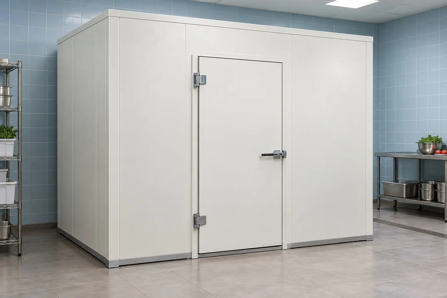 Walk-in cooler/freezer room panels - painted steel — 10 × 8 × 8 ft room · Panel kit configuration illustration