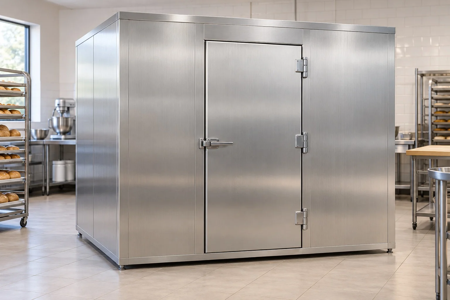 Walk-in cooler/freezer room panels - stainless steel — 10 × 8 × 8 ft room · Panel kit configuration illustration