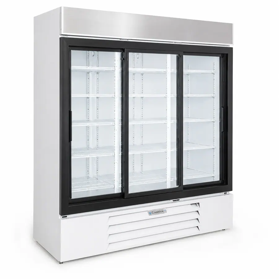 Glass-door self-contained commercial refrigeration